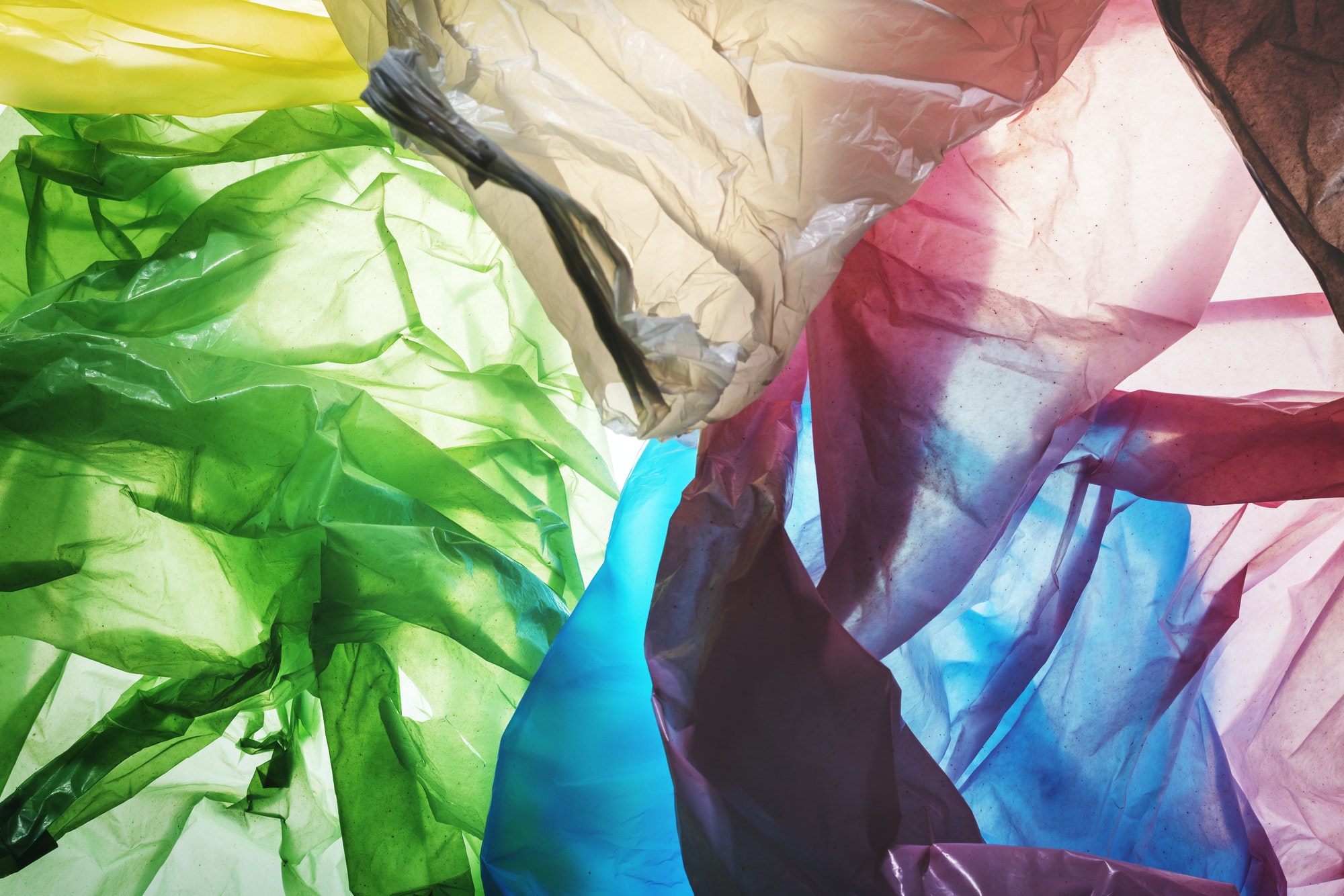 Colorful disposable plastic waste